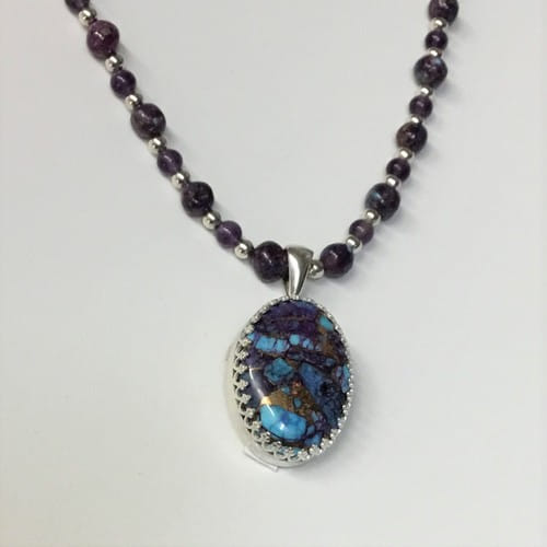 Click to view detail for DKC-1096 Necklace Kingman Purple Dahlia  TQ Pendant $180